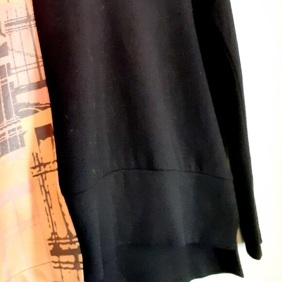 NWT - VOLT DESIGN Black V-Neck Sweater Top w Faux Leather Contrast; Size Small - Picture 3 of 7